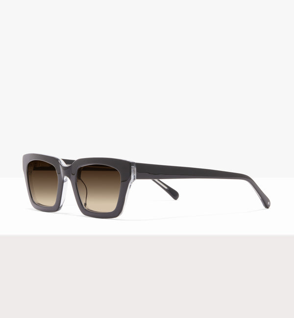 Hadley Black Crystal Sunglasses - Gradient Brown Lenses - Angled