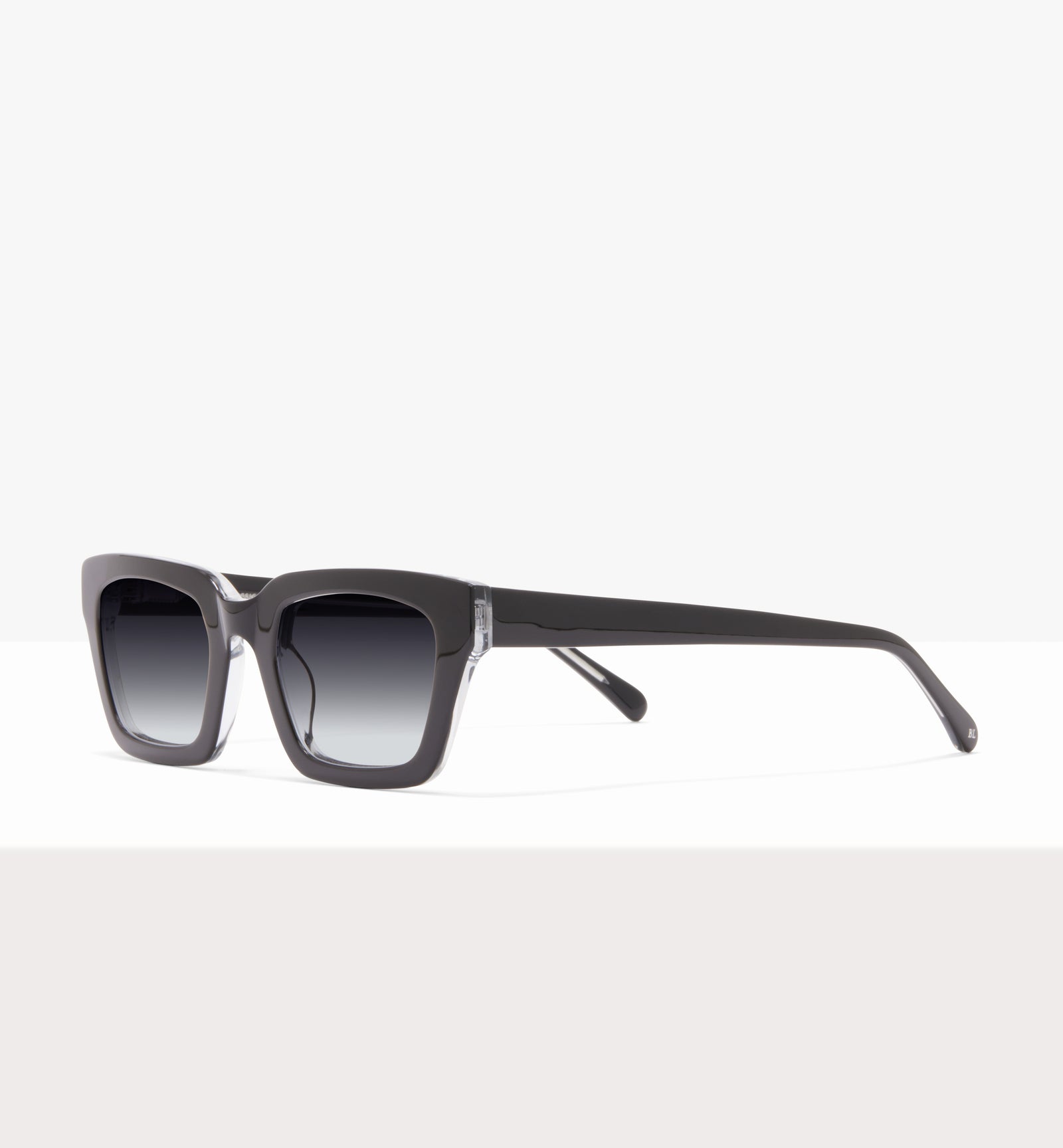 Hadley Black Crystal Sunglasses - Gradient Grey Lenses - Angled