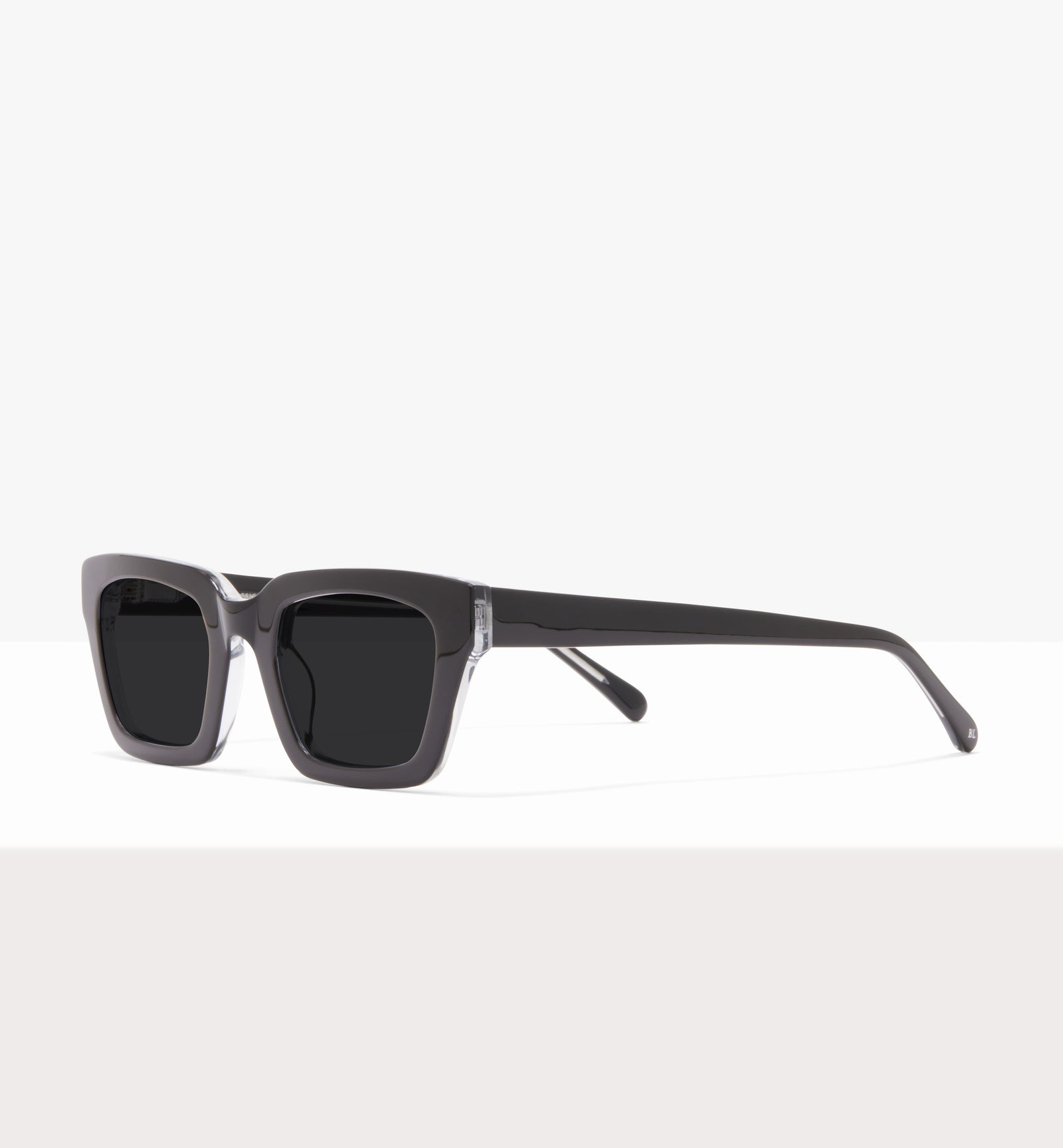 Hadley Black Crystal Sunglasses - Grey Lenses - Angled