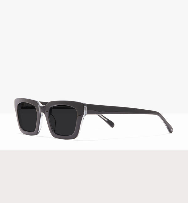 Hadley Black Crystal Sunglasses - Grey Lenses - Angled