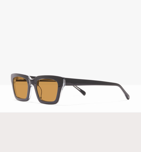 Hadley Black Crystal Sunglasses - Light Brown Lenses - Angled