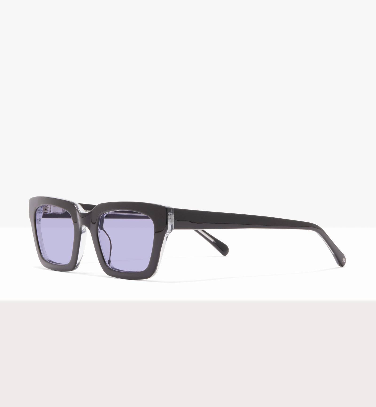 Hadley Black Crystal Glasses - Lilac Lenses - Angled