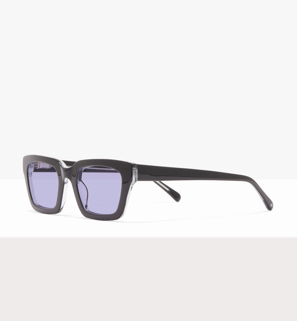 Hadley Black Crystal Sunglasses - Lilac Lenses - Angled