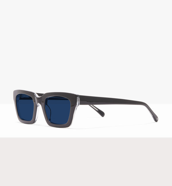 Hadley Black Crystal Glasses - Photo Blue Lenses - Angled