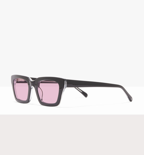 Hadley Black Crystal Glasses - Pink Lenses - Angled