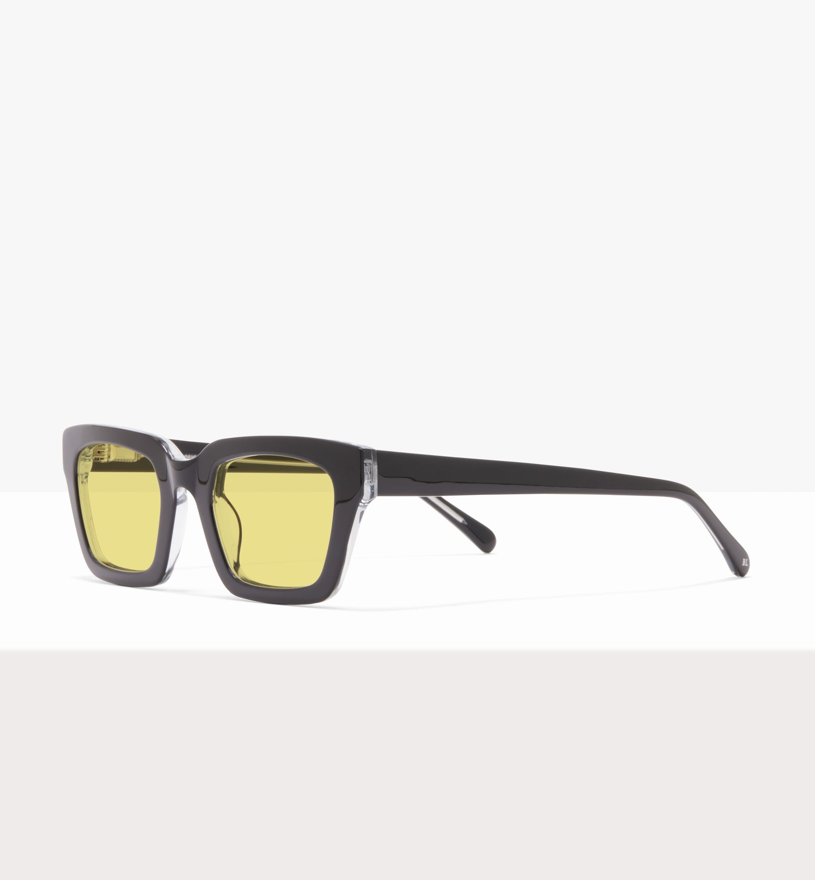 Hadley Black Crystal Glasses - Yellow Lenses - Angled