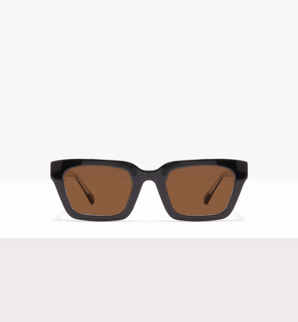 Hadley Black Crystal Glasses - Brown Lenses - Front