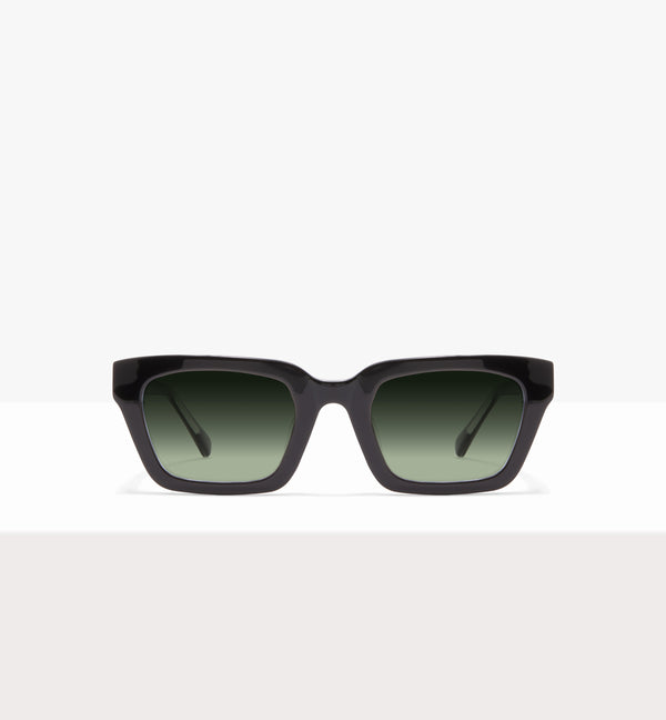 Hadley Black Crystal Glasses - Gradient Green Lenses - Front