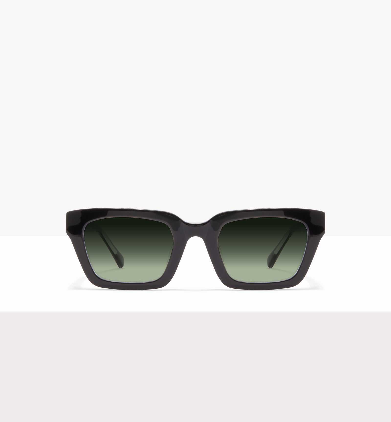 Hadley Black Crystal Sunglasses - Gradient Green Lenses - Front