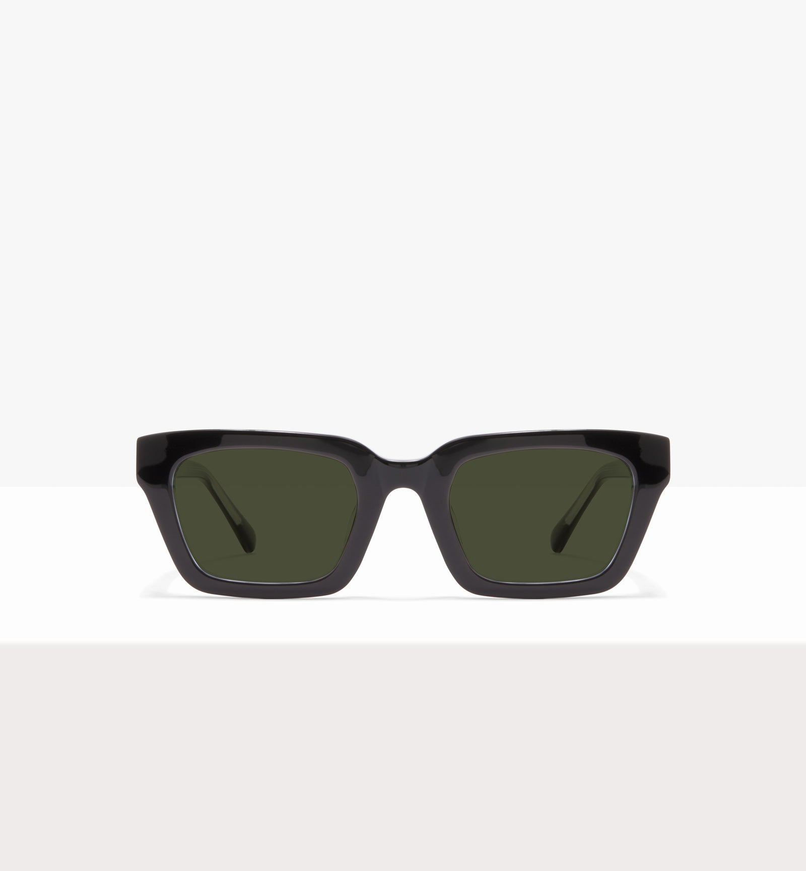 Hadley Black Crystal Glasses - Green Lenses - Front