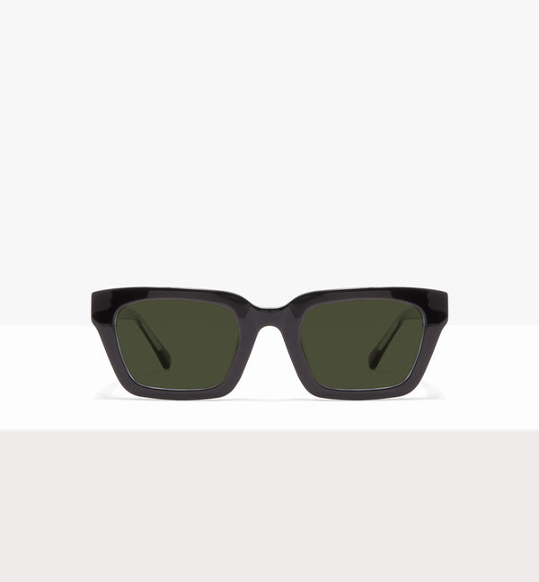Hadley Black Crystal Glasses - Green Lenses - Front