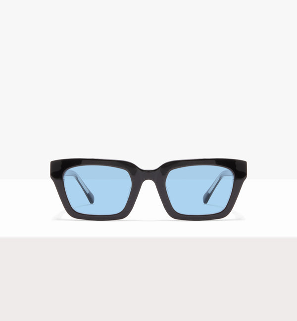 Hadley Black Crystal Sunglasses - Light Blue Lenses - Front