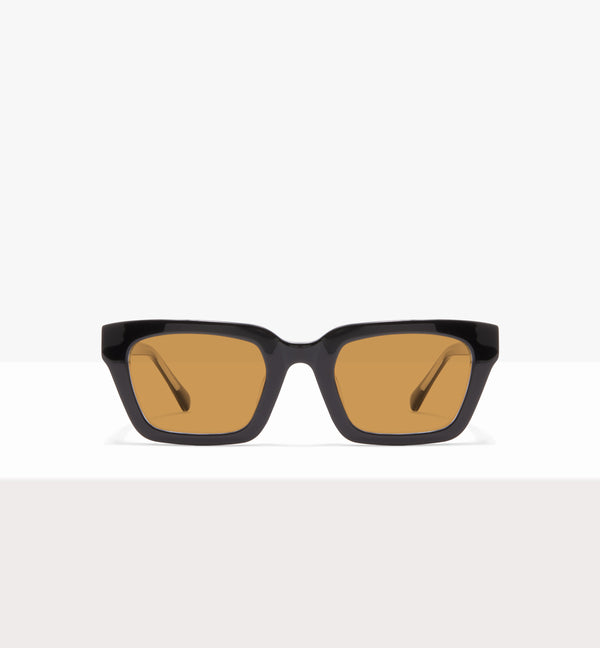 Hadley Black Crystal Sunglasses - Light Brown Lenses - Front