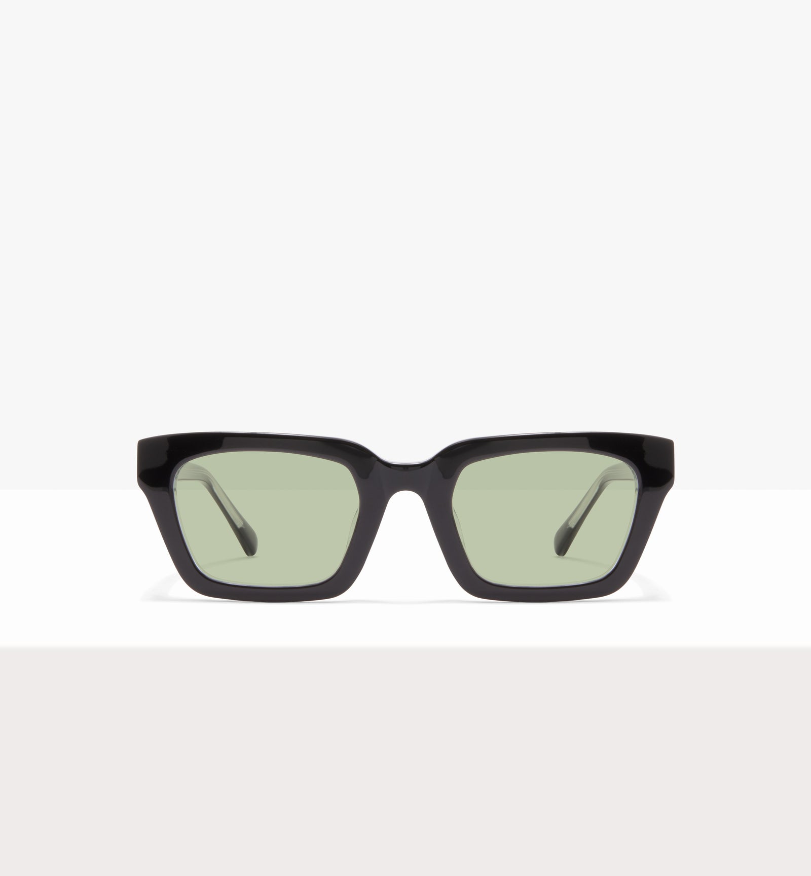 Hadley Black Crystal Glasses - Light Green Lenses - Front