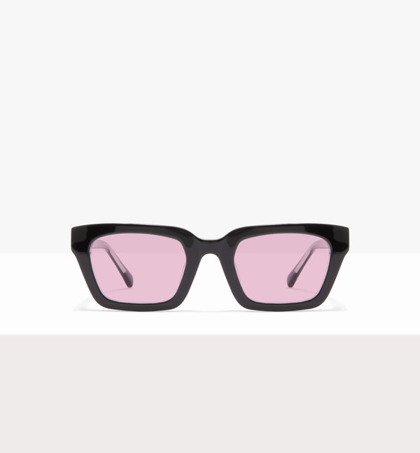 Hadley Black Crystal Glasses - Pink Lenses - Front