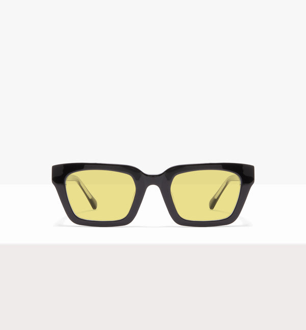 Hadley Black Crystal Sunglasses - Yellow Lenses - Front