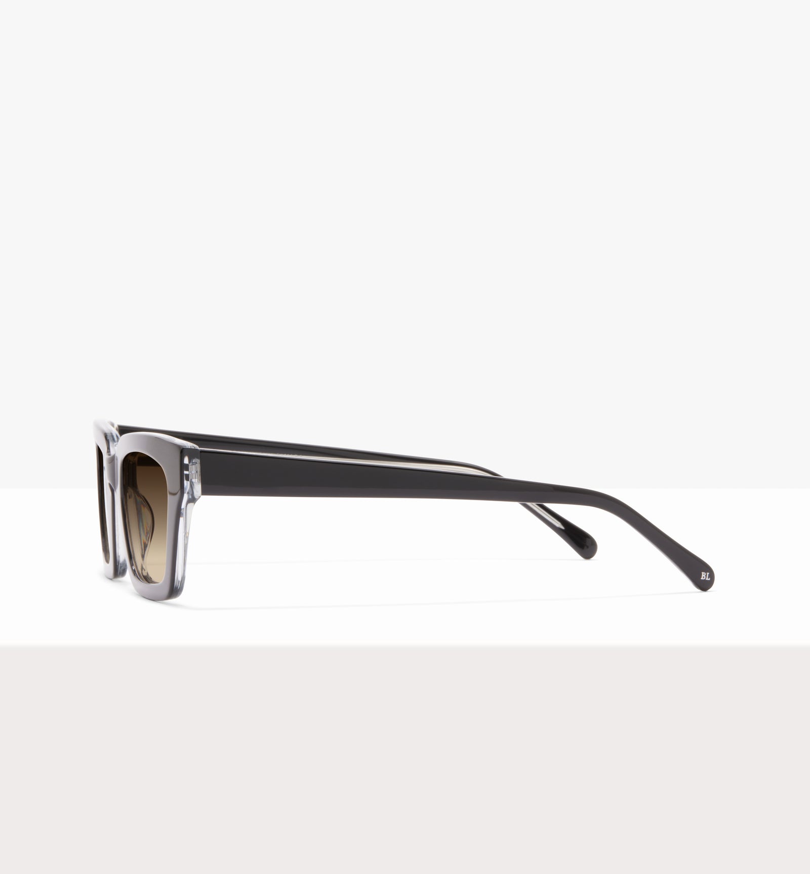 Hadley Black Crystal Glasses - Gradient Brown Lenses - Side