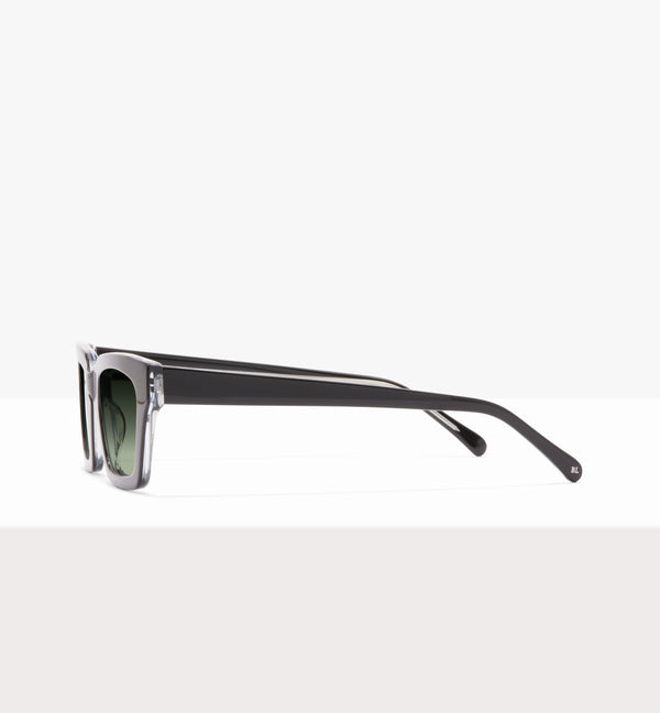 Hadley Black Crystal Sunglasses - Gradient Green Lenses - Side