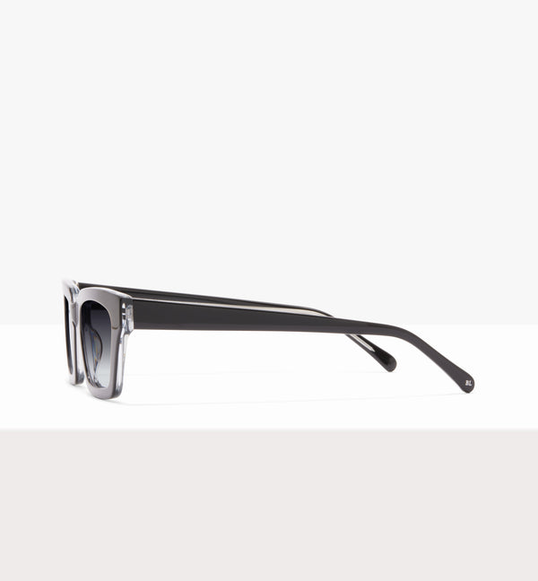 Hadley Black Crystal Sunglasses - Gradient Grey Lenses - Side