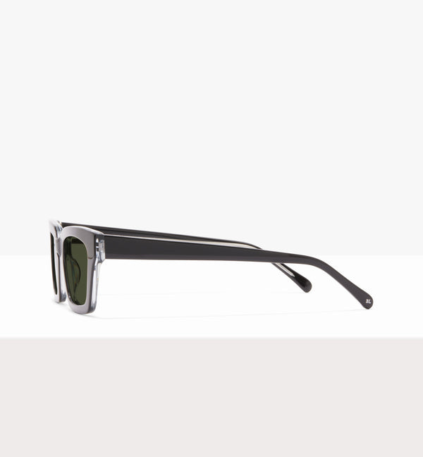 Hadley Black Crystal Sunglasses - Green Lenses - Side