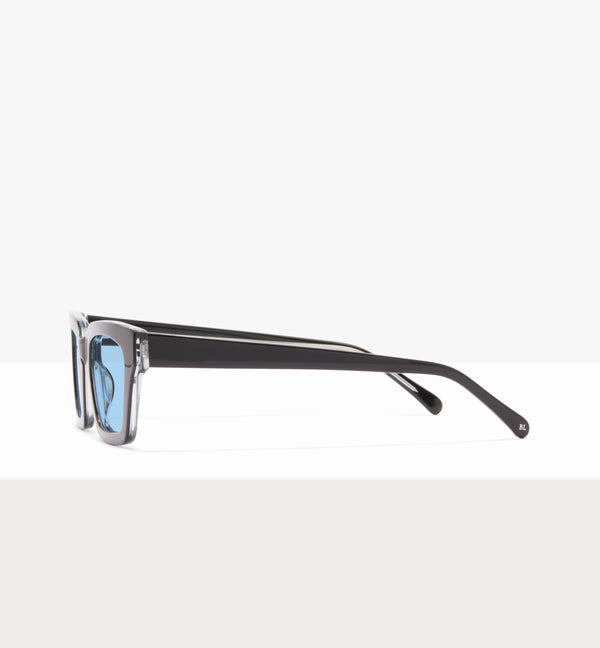 Hadley Black Crystal Sunglasses - Light Blue Lenses - Side