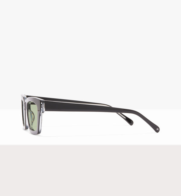 Hadley Black Crystal Sunglasses - Light Green Lenses - Side