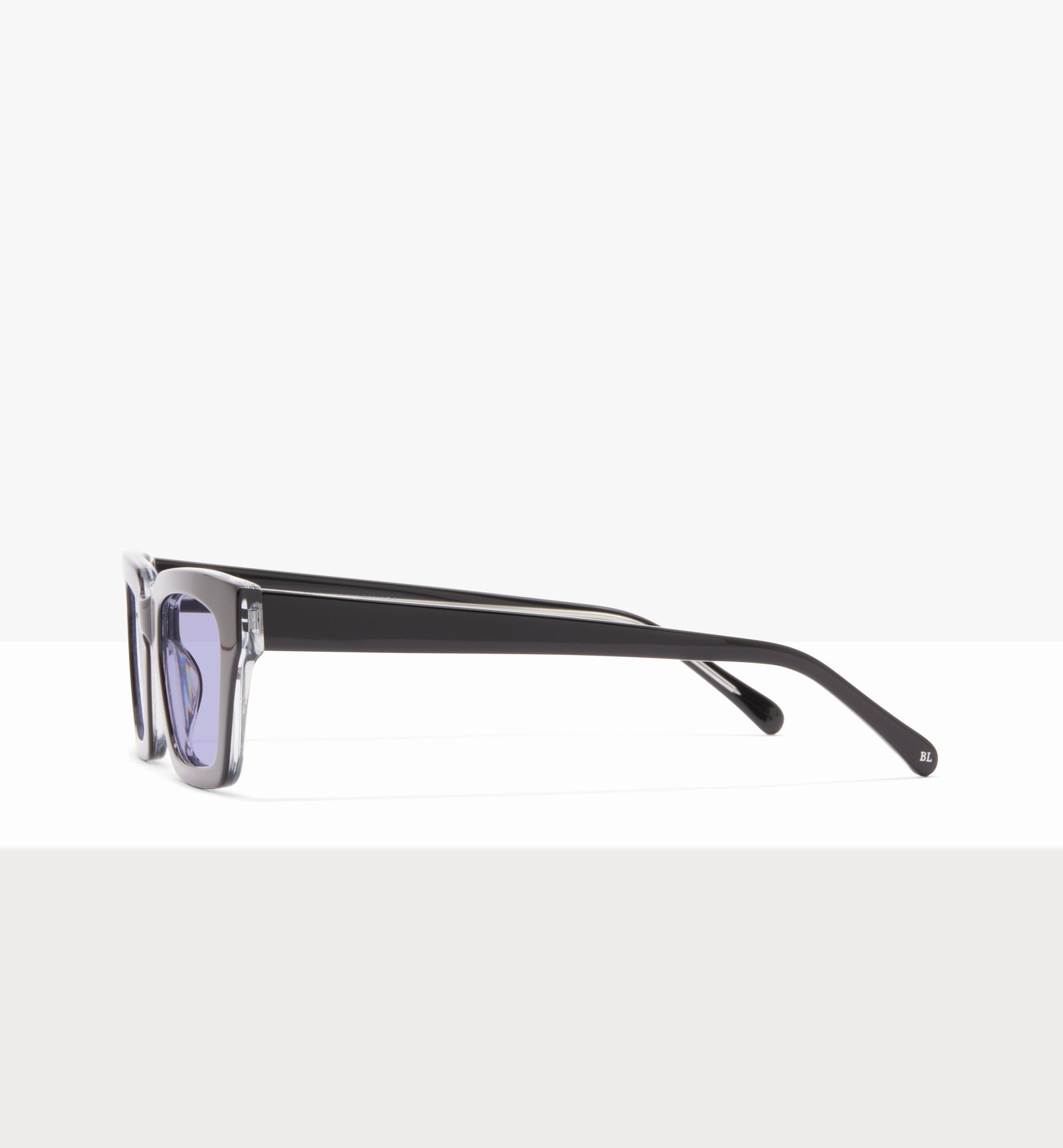 Hadley Black Crystal Glasses - Lilac Lenses - Side