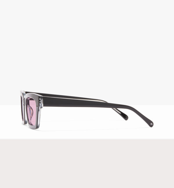 Hadley Black Crystal Glasses - Pink Lenses - Side