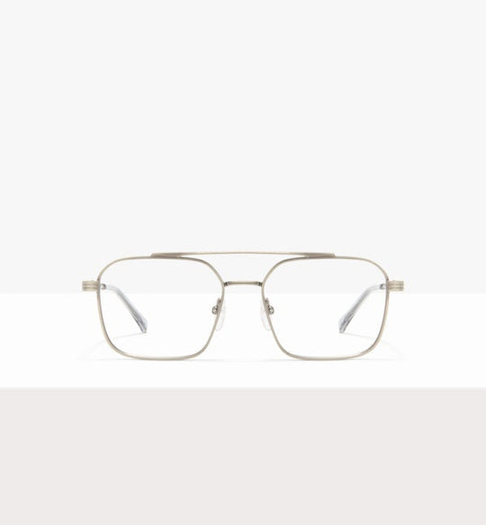 LunettesCarrées d Silver au design minimaliste sur fond clair.